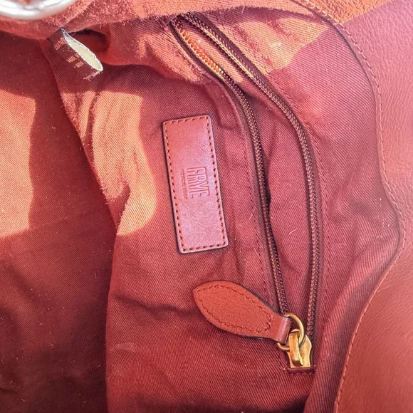 Frye Chestnut Brown Pebbled Leather Hobo Shoulder Bag - Picture 7 of 15